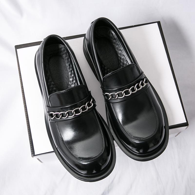 Fashion Retro Round Toe College Style Mens Fashion Slip-On Loafers Business Shoes Luxury Goods Formal Dress Shoes Gentleman Party Shoes