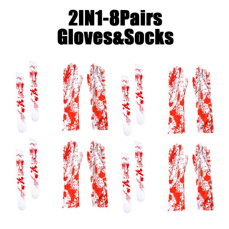 Halloween Cosplay Nurse Costume Socks Bloody High Stockings Women Stockings Blood Stained High Socks Halloween Over Knee Socks