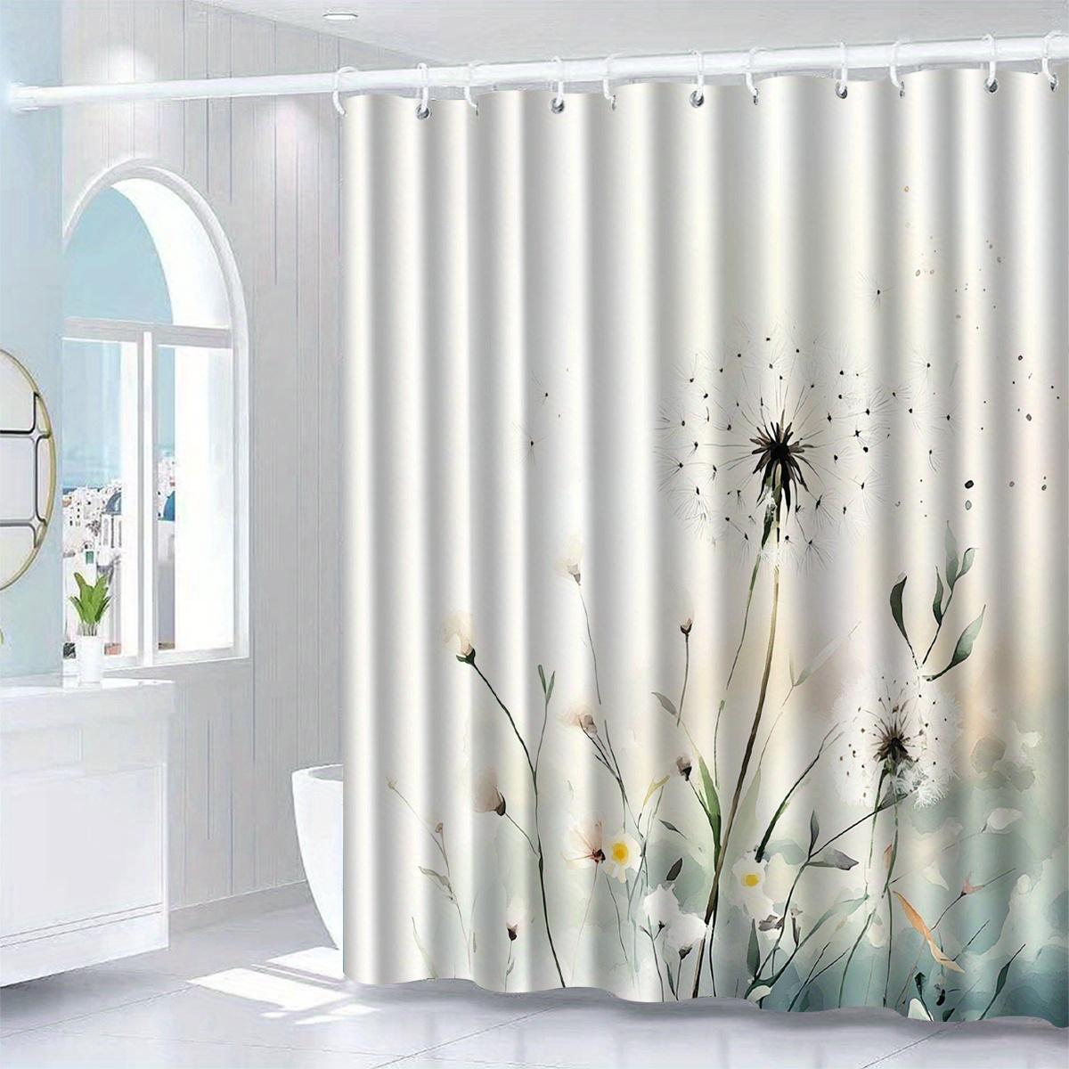 Dandelion Pattern Shower Curtain - Artistic Floral Design, Polyester, All-Season, Machine Washable, Bathroom Decor W90xH180cm