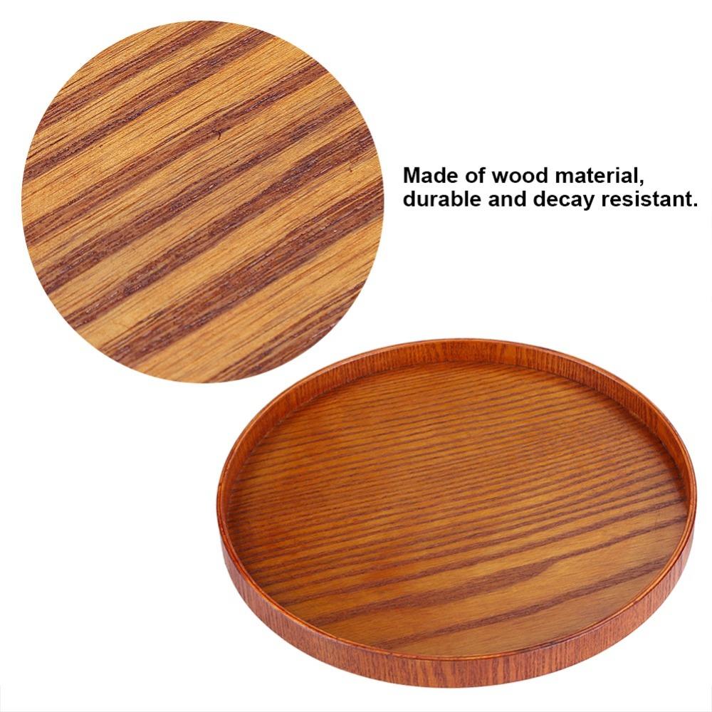Tea Tray Round Shape Wooden Serving Tray Nature Wood Large Size Round Wood Tray Rustic Style Wooden Plate Home Decor