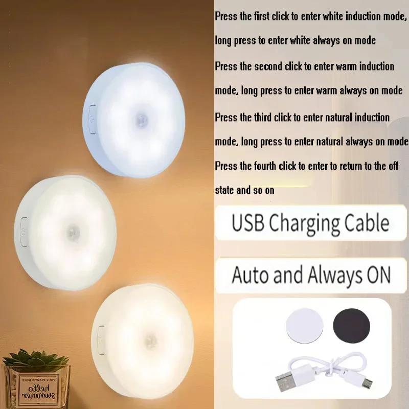PIR Motion Sensor LED Night Light USB Rechargeable Night Lamp For Kitchen Cabinet Wardrobe Lamp Staircase Wireless Closet Light