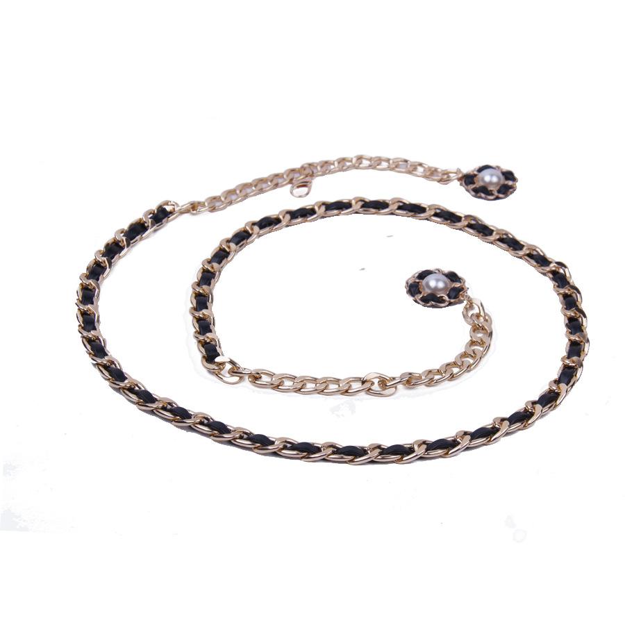 Gold Summer Independent Packaging Female Adult Single Circle Waist Chain Leather Bag Alloy Hook Belt Skirt Matching