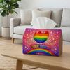 2D Flat 1pc Pop Art Celebration Decorative Tissue Box, Rainbow Heart Pride Pattern Daily Tissue Storage Box for Home, Party, Kitchen and Bathroom, Per