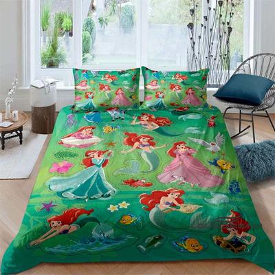 Cartoon The Little Mermaid Duvet and Pillowcase Bedding Set, for Boys and Girls' Bedroom Decor, Children's Gifts.