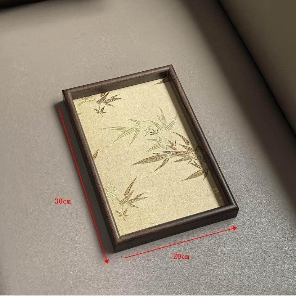 New Chinese Style Bamboo Leaf Serving Tray Rectangle Embroidery Pattern Storage Tray Home Organization Tray Home Use