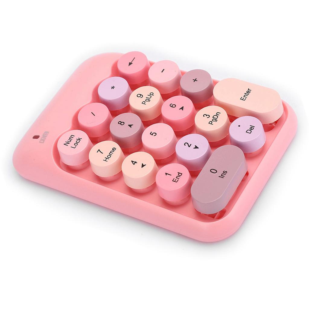 Mini 2.4G Wireless Numeric Keypad Vintage Colorful Round Cap Num Keyboard Waterproof 18 Keys for Financial Accounting