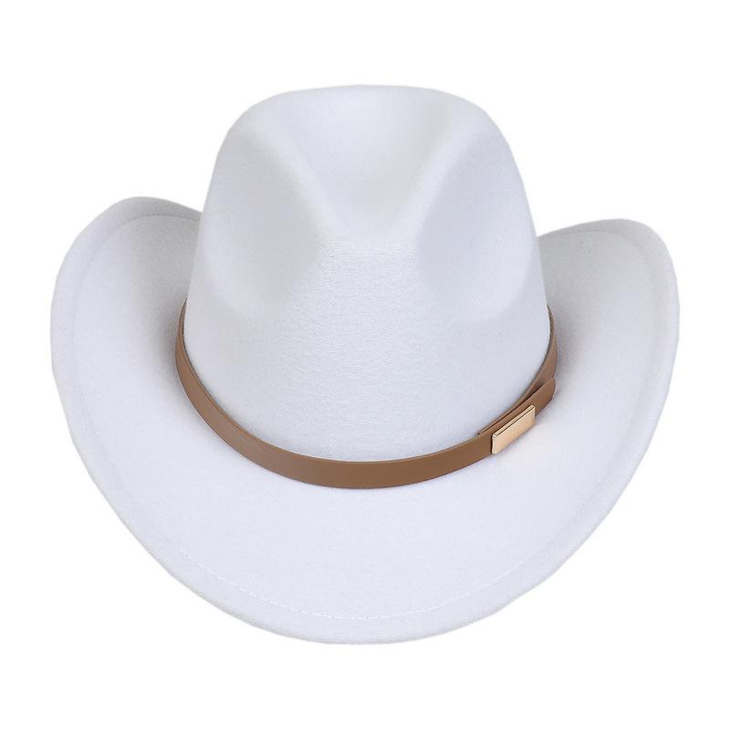 Western Cowboy Top Hat Spring And Autumn New Jazz Hat Big Brim Pentagram Belt Accessories Felt Hat Men And Women