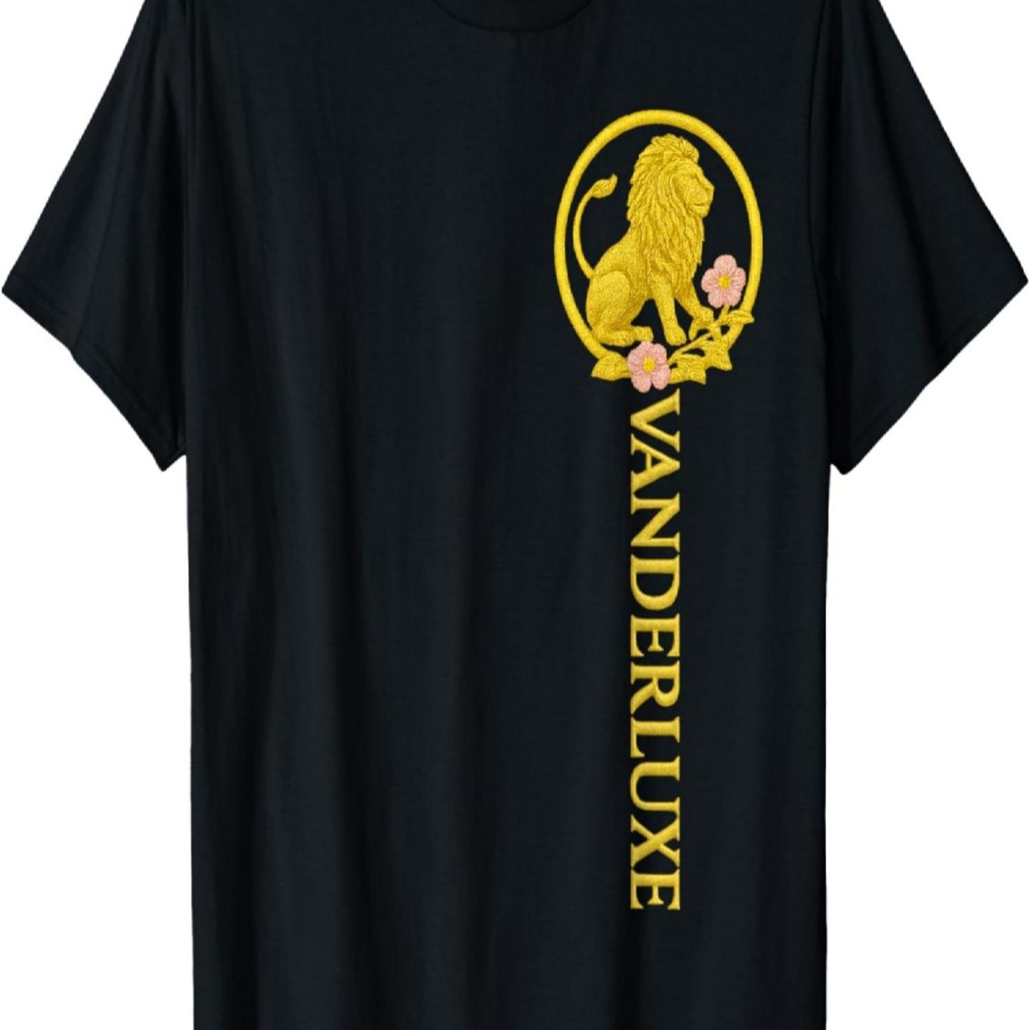 Vertical Lion and Cherry Blossoms Luxurious Power and Grace T-Shirt S чёрный