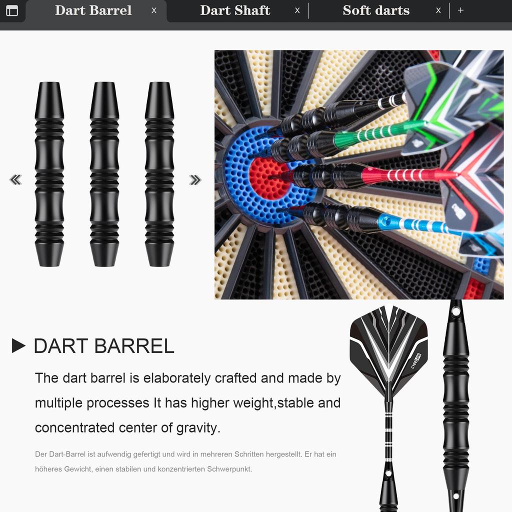 CyeeLife Plastic Soft Darts, 12-Piece Set, 20g Professional Soft Darts for Electronic Dartboards