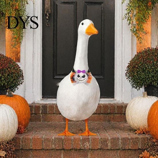 Funny Pumpkin Ghost Skull Decor Halloween Goose Bow Tie, Porch Statue Accessories, Spooky Tie for Lawn Statue, Outdoor Holiday Yard Versatile Costume