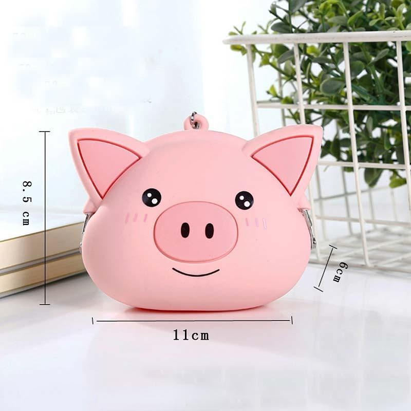 Pink Pig Coin Purse Mini Silicone Small Coin Purse Lady Key Bag Purse Children Gift Prize Package Bluetooth Earphone Bag