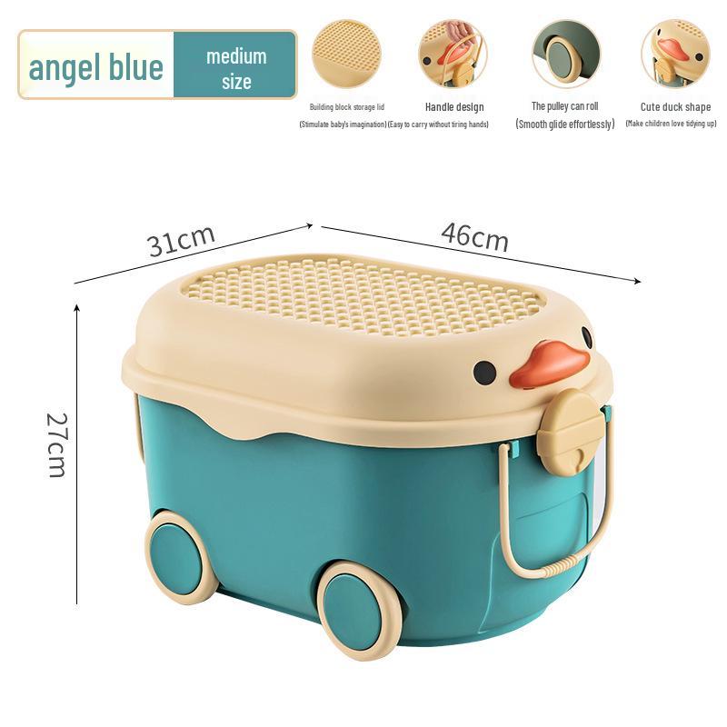 Children's Cartoon Storage Box with Wheels - Large Capacity Organizer for Toys, Clothes, and Snacks