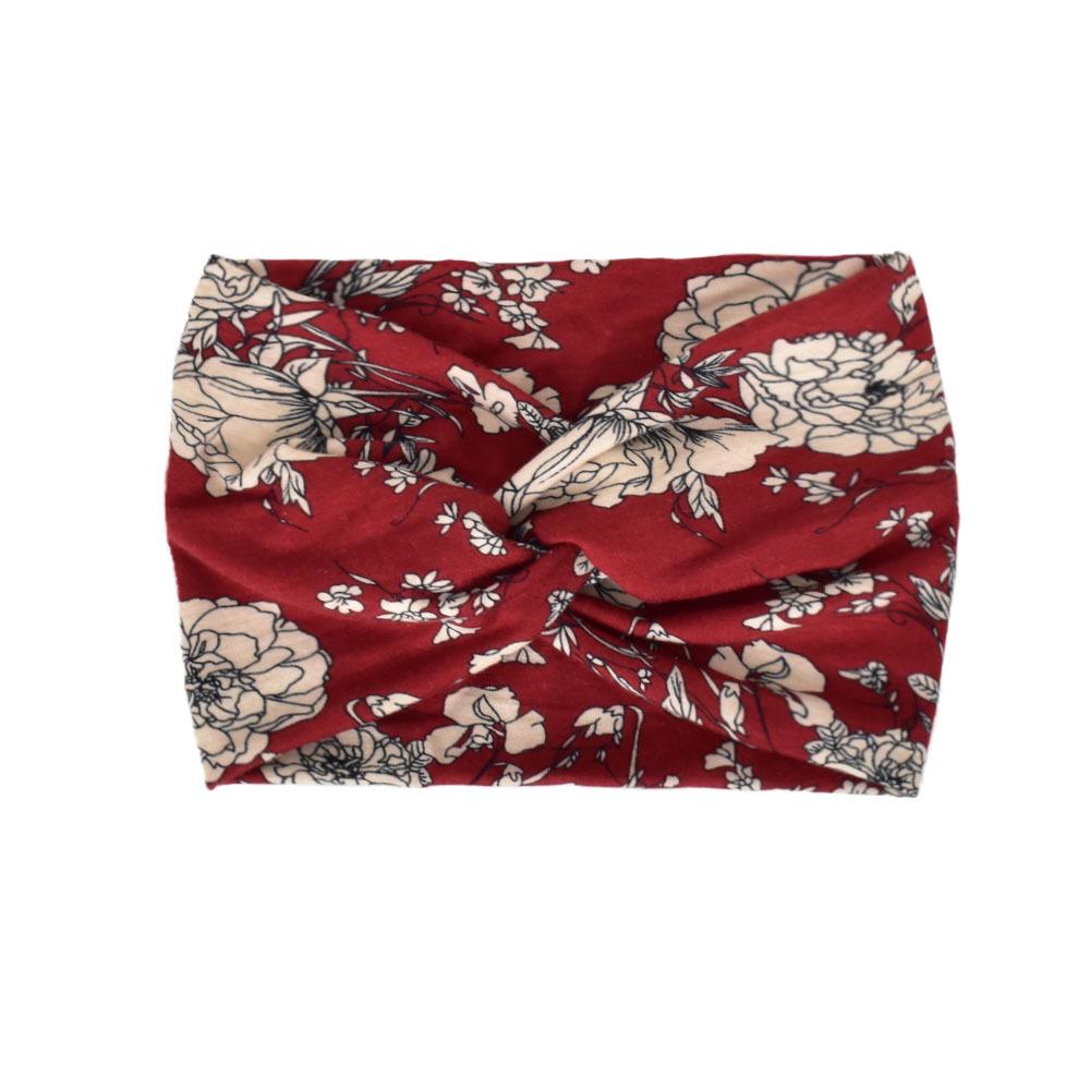 Faixa de cabeça elástica de ioga boêmia europeia e americana – acessório esportivo de cabelo com estampa cruzada de aba larga para mulheres