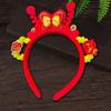 Headwear New Year Hair Hoop Embroidered Bow Ancient Style Hairband Red Plush Headband  Festival