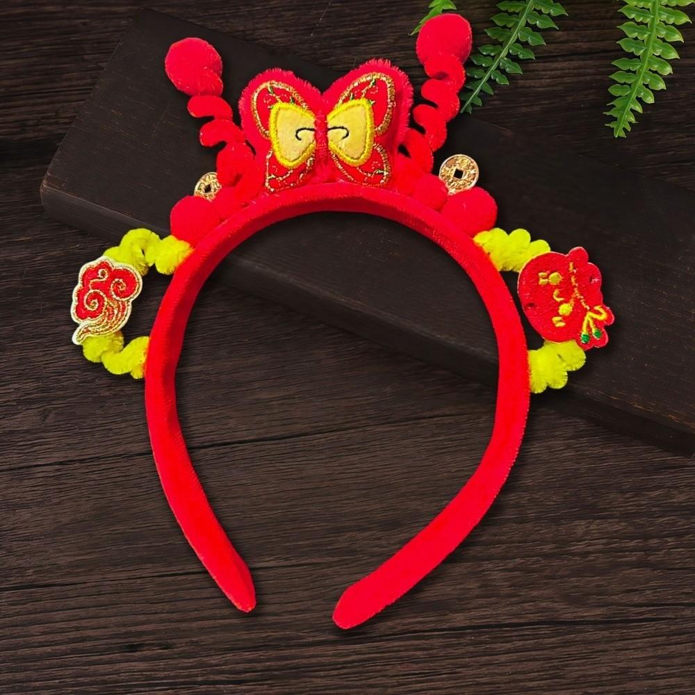 Headwear New Year Hair Hoop Embroidered Bow Ancient Style Hairband Red Plush Headband  Festival