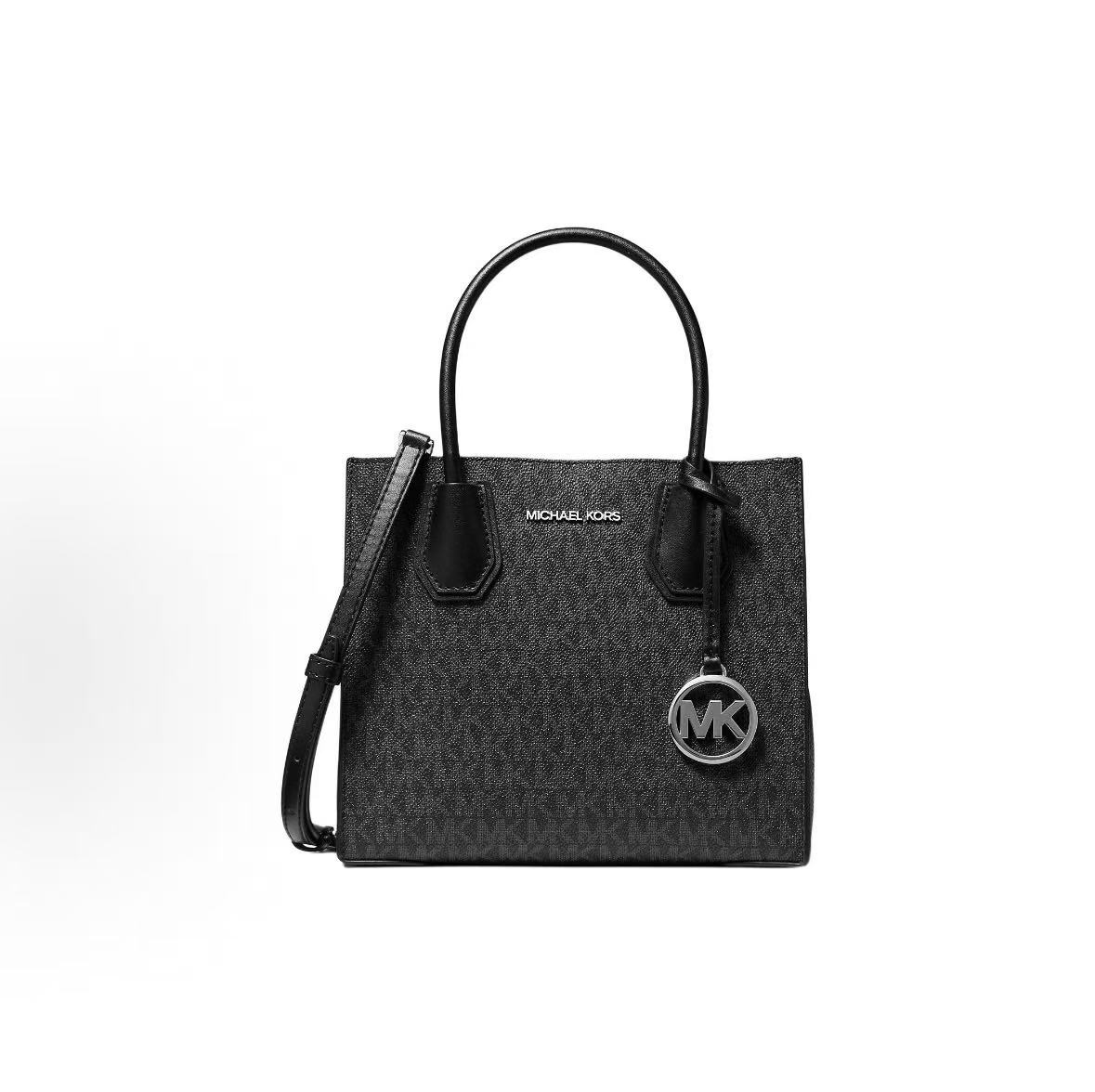 

Michael Kors Mercer Classic Logo Coated Canvas Shoulder Crossbody Tote Bag Medium Women Bags Black 35T1SM9M2B-BLACK Basic Set (Bag+Dust Bag)