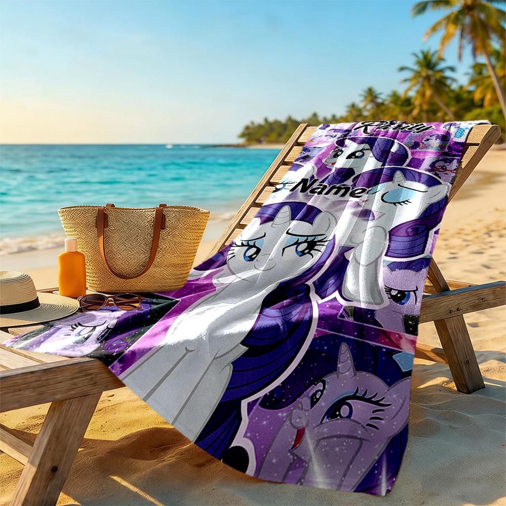 Little Pony Personalized Text Beach Towel Super Soft Microfiber Quickdry Fabric