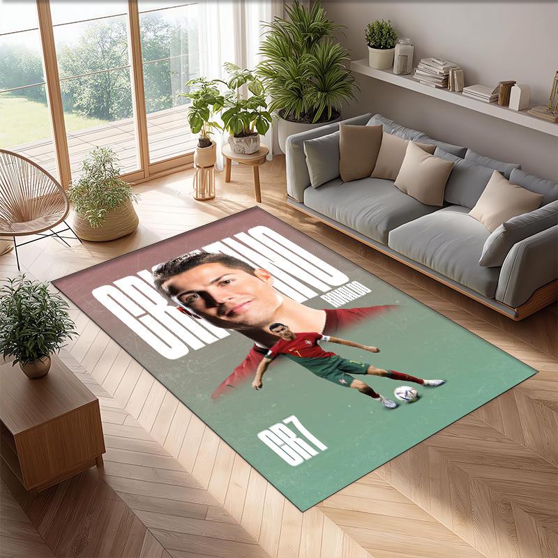 Cristiano Ronaldo bedruckter Flanell-Teppich rutschfest weich Polyester Bodenbelag Indoor Dekorationsmatte für Schlafzimmer Wohnzimmer Sofa