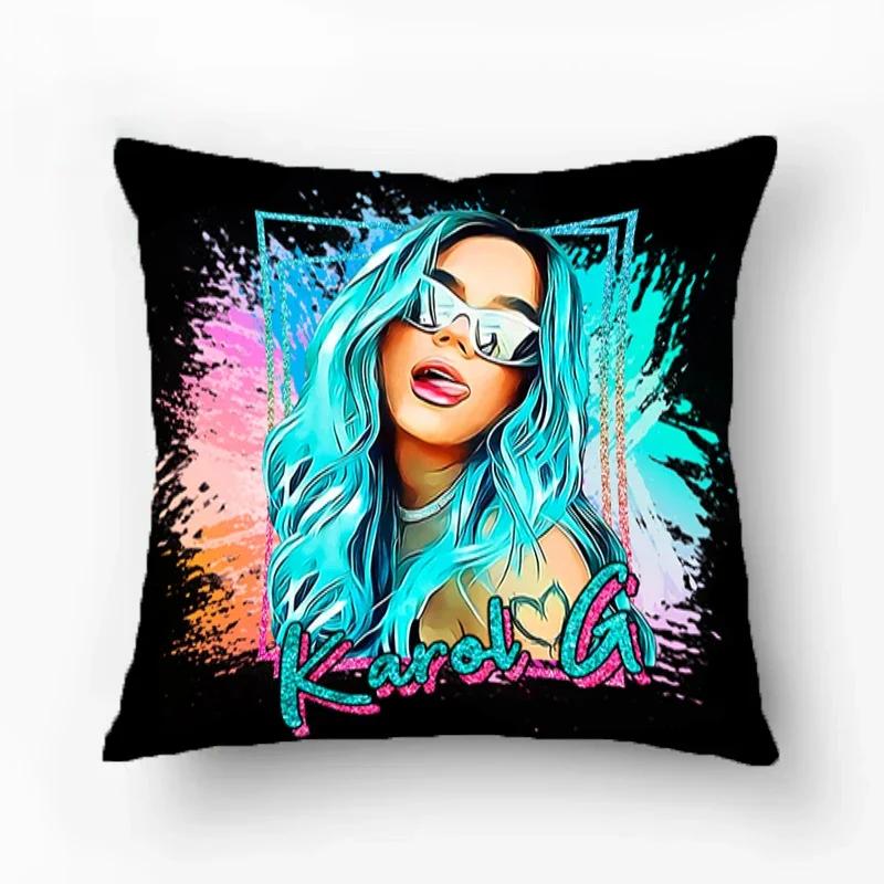 Karol G Art Pillow Covers Decorative Sofa Cushions Room Decor Cushion Cover Furniture Pillowcase Pillows Luxury Cases Hugs Home