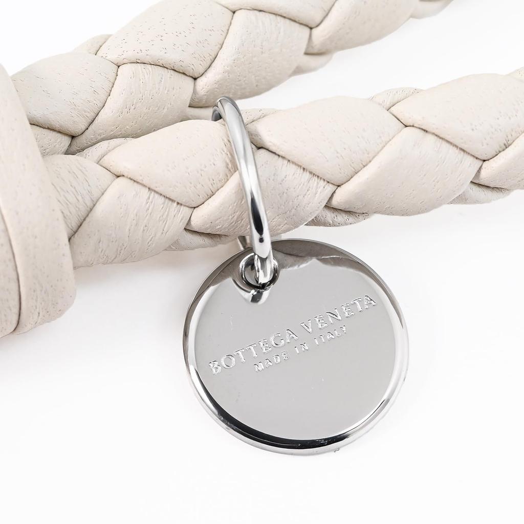 Bottega Veneta Intrecciato Leather Key Ring for Men and 113539 V3UN1 Made In Italy Women, Black, 9653, [Used]