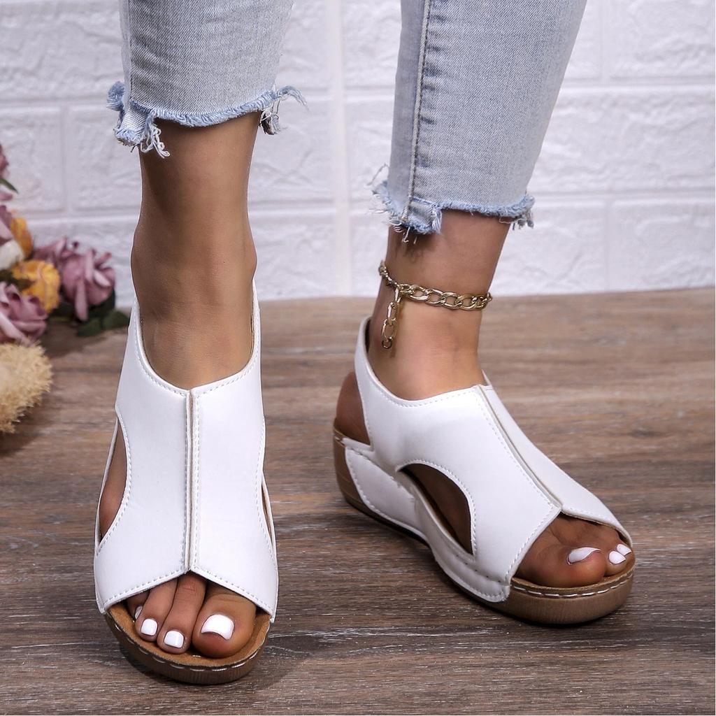 Large Wedge Sandals For Women's Summer New Thick Soled Fish Mouth Sandals