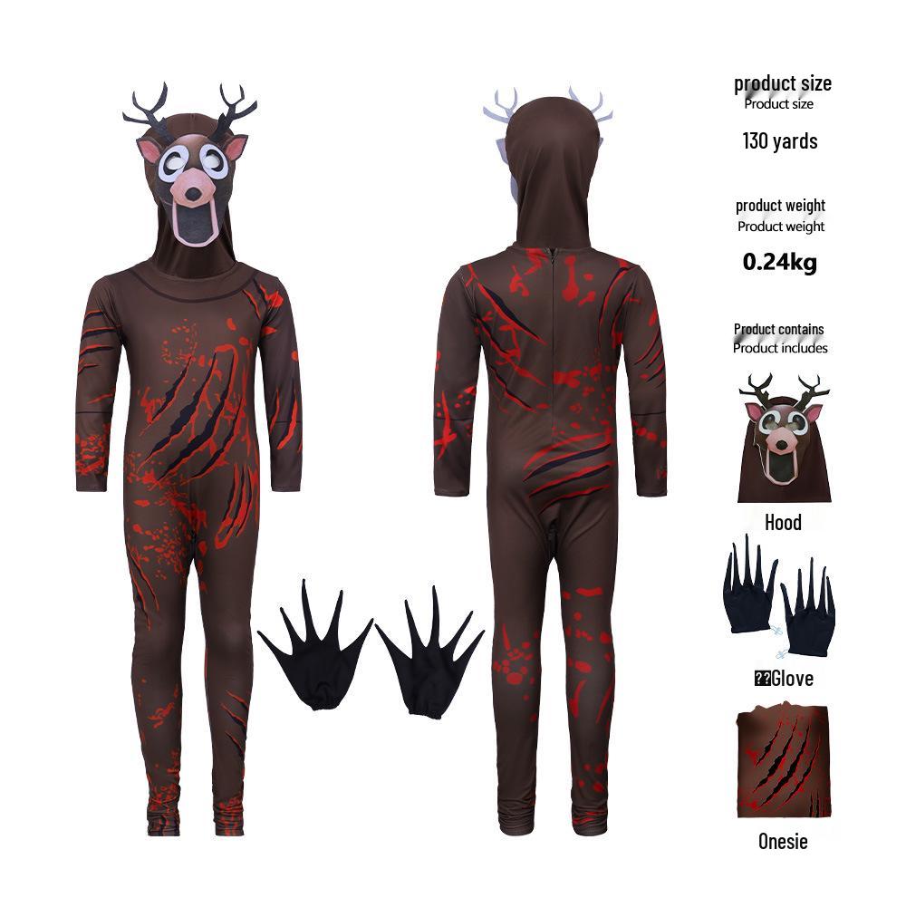 50,000 Halloween Forest Cosplay Costume: Horror Game Owl Deer Design for Kids & Adults.
