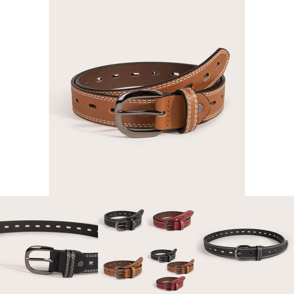 Girls Leatherlike Belt With Alloy Buckle For Daily Use And Office Attire