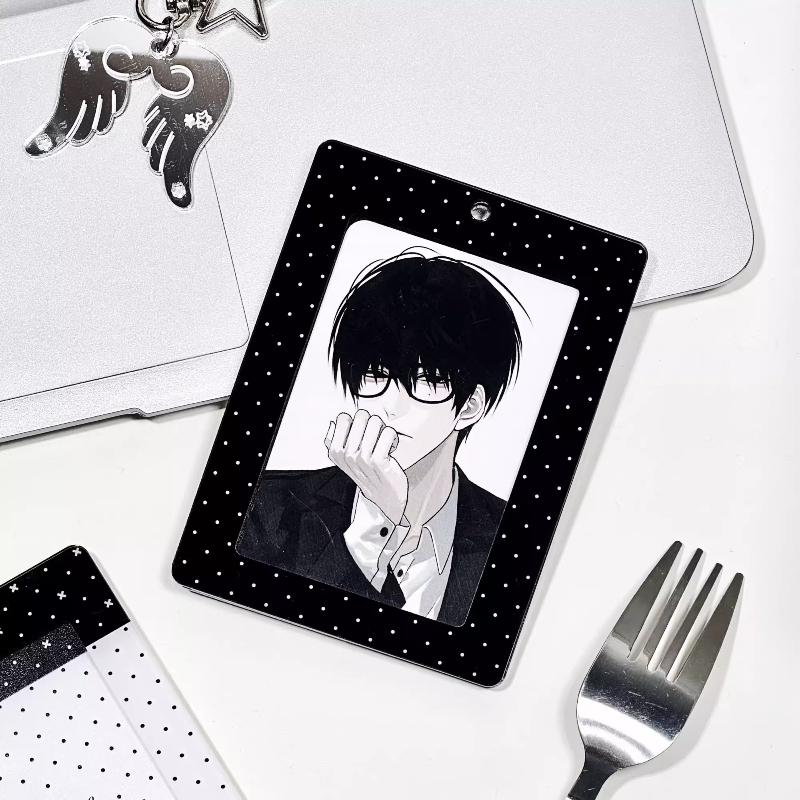Akrylfotoram med prickar med hållare Retrostil Korthållare 3 tum Kpop Fotokort Skyddsfodral Fotokortsfickor Ny