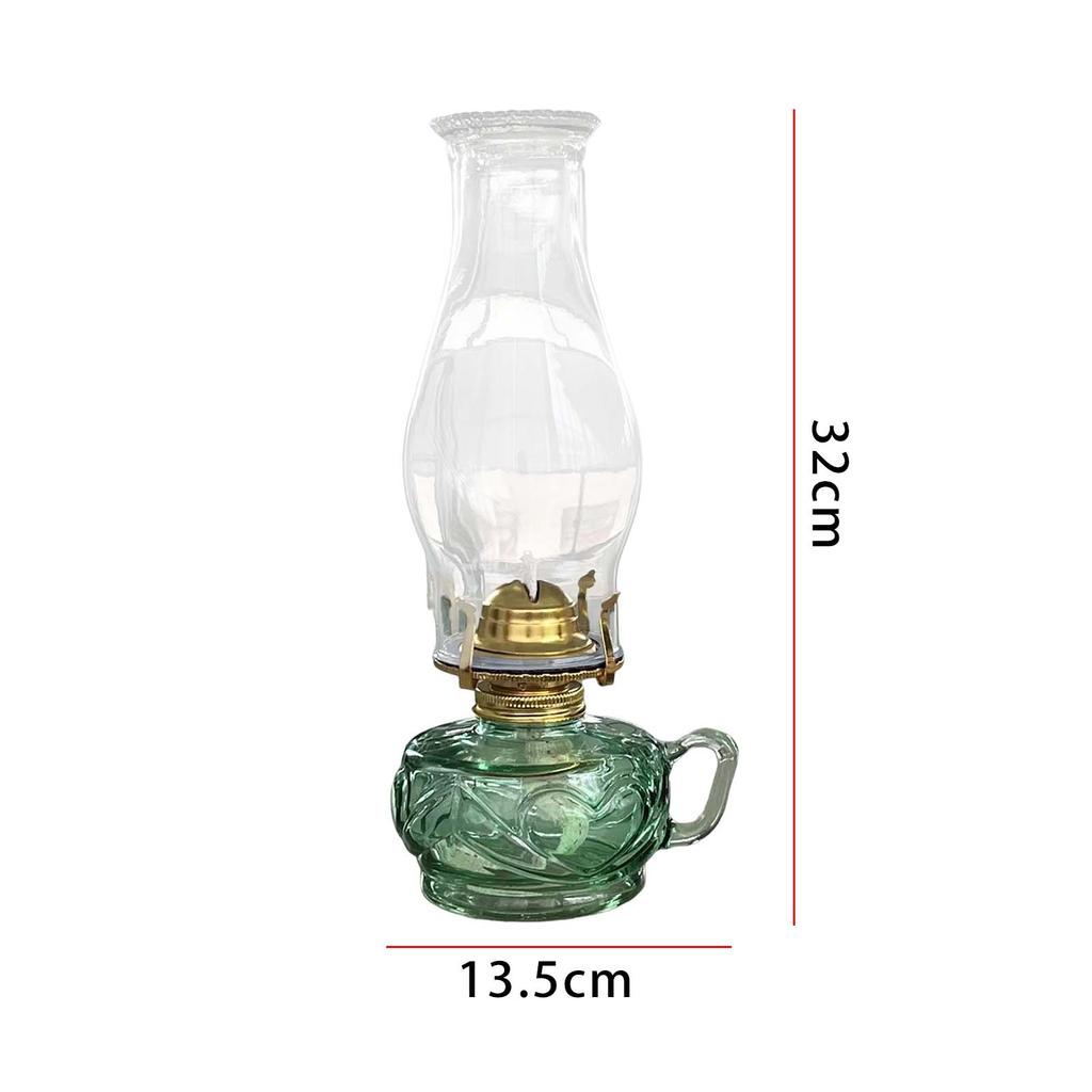 Retro Style Kerosene Oil Lamp Durable Altar Supplies with Lamp Wick Windproof Glass for Church Hiking Holiday Bedroom Christmas