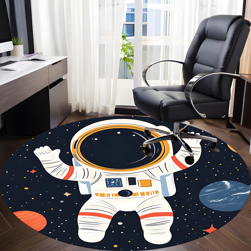 1PC Astronaut Space Office Round Area Rug,  Mat Suitable ForOffice, Under Office Chairs Bedroom Living Room Home Decor, Room Deco