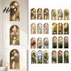 Easy Installation Wall Paper 3Pcs Arched Flower Stickers, Boho Style Floral Plant Decals, Self Adhesive PVC Peel And Stick Wallpaper for Removable