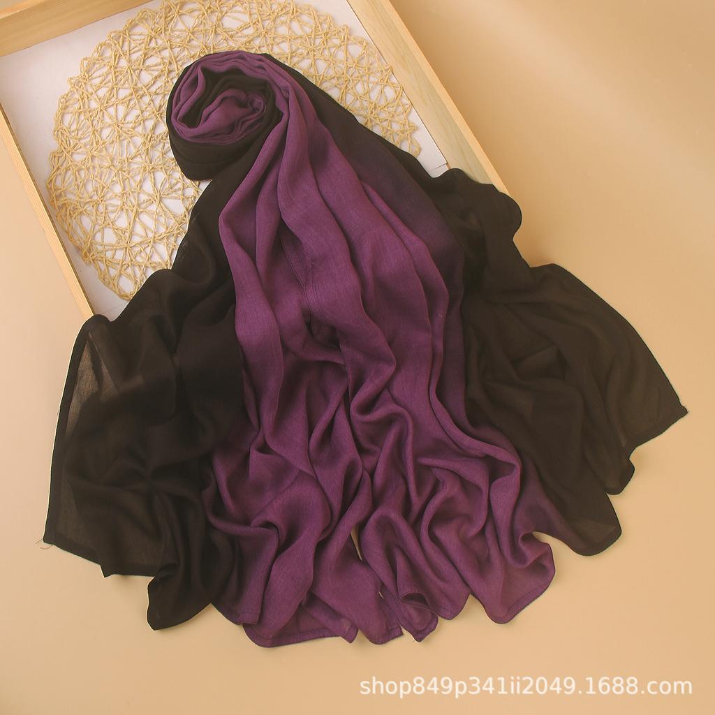 Ombre Modal Hijab Gradient Cotton Rayon Crease Hijab Scarf Lady High Quality Wraps And Shawls Musulman Headband Islamic Turban