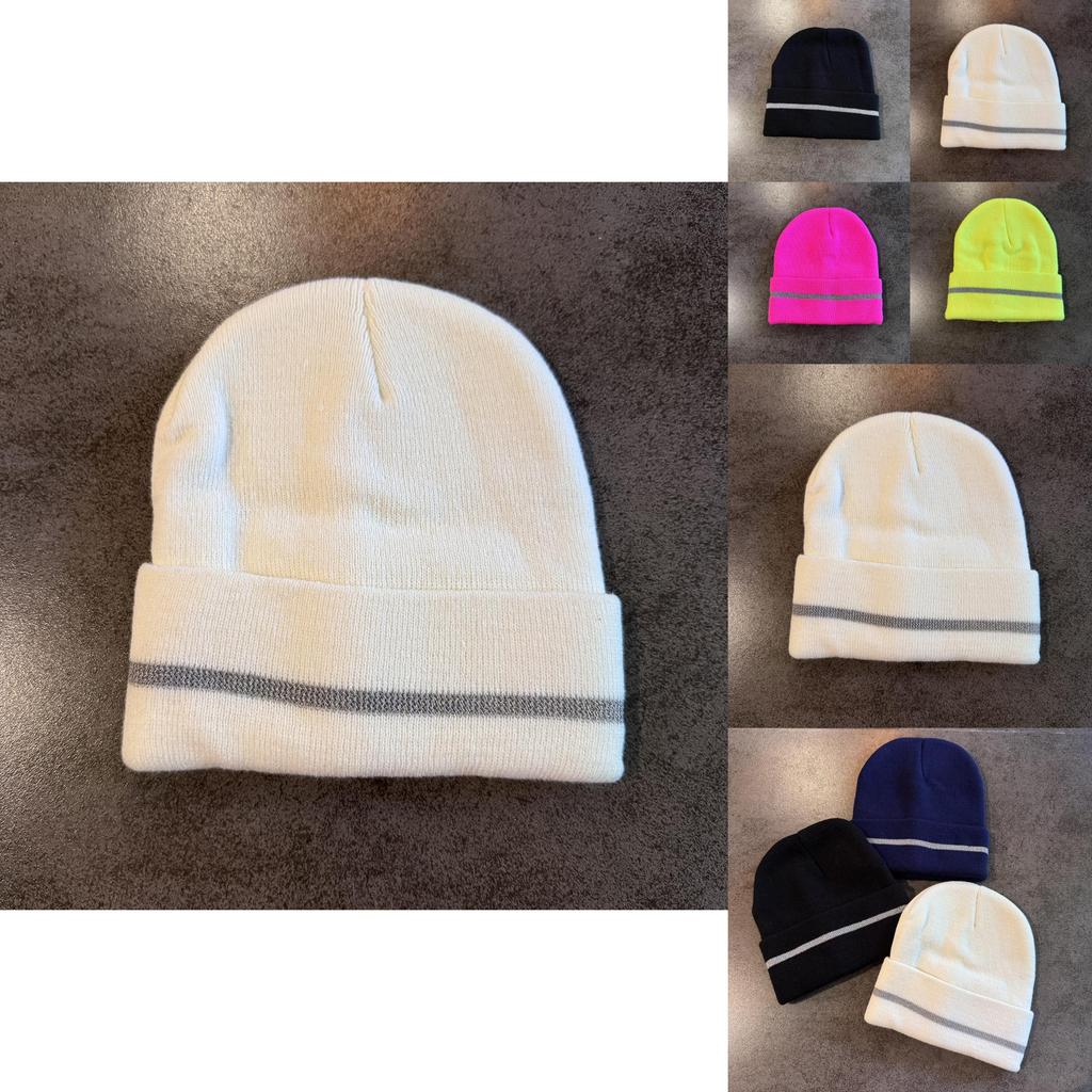 Mens Knitted Hat With Reflective Details For Winter Warmth Stylish Cold Weather Headgear