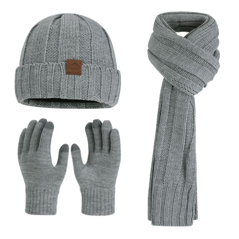 3 Piece Winter Knit Beanie Scarf Gloves Set for Men Women Warm Touch Screen Hat Long Scarf