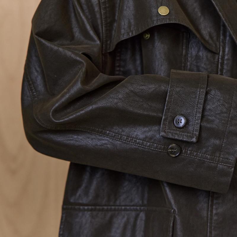 Maxza Peach Crack Fake Leather Work Jacket Ze10qj013nh