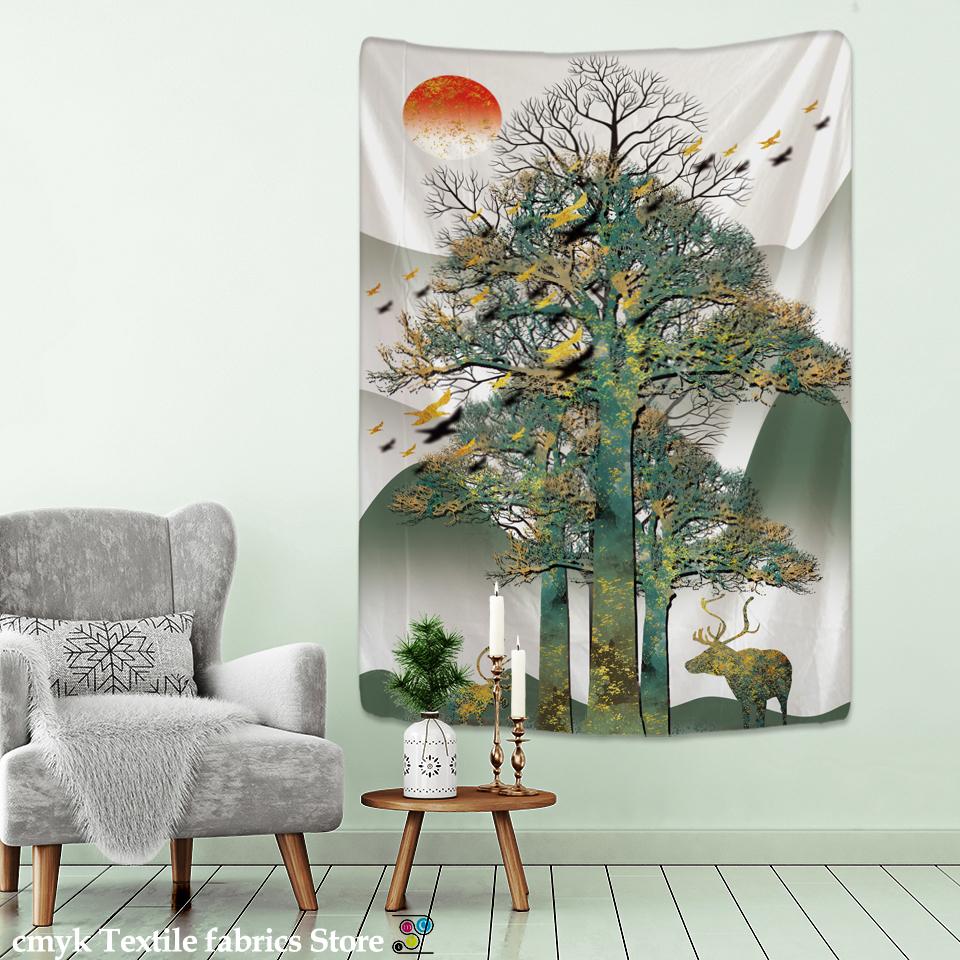 Japanese Illustration Tapestry Wall Hanging Colorful Bohemian Small Fresh Ins Wind Mattress Living Room Home Decoration