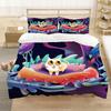 Cartoon King Queen Duvet Cover Painted Art Style Bedding Set for Kids Teens Adults Purple Girl Cat 2/3pcs Polyester Quilt Cover