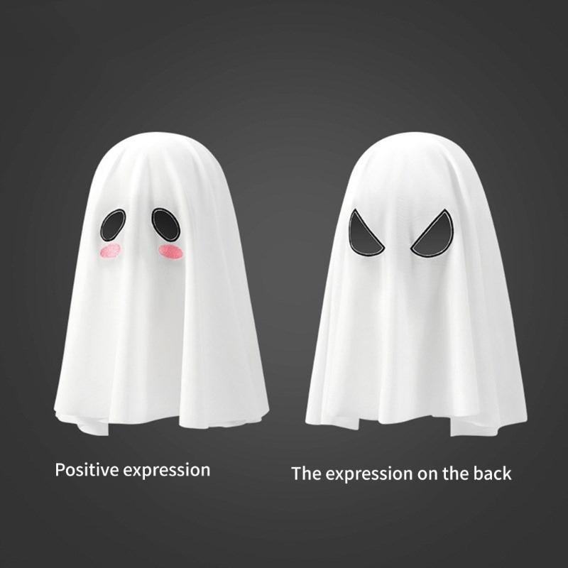 White Phantom Hooded Scarf For Horror Cosplay Stretchy Polyester Fabric Head Cover Ideal For Haunted House Event