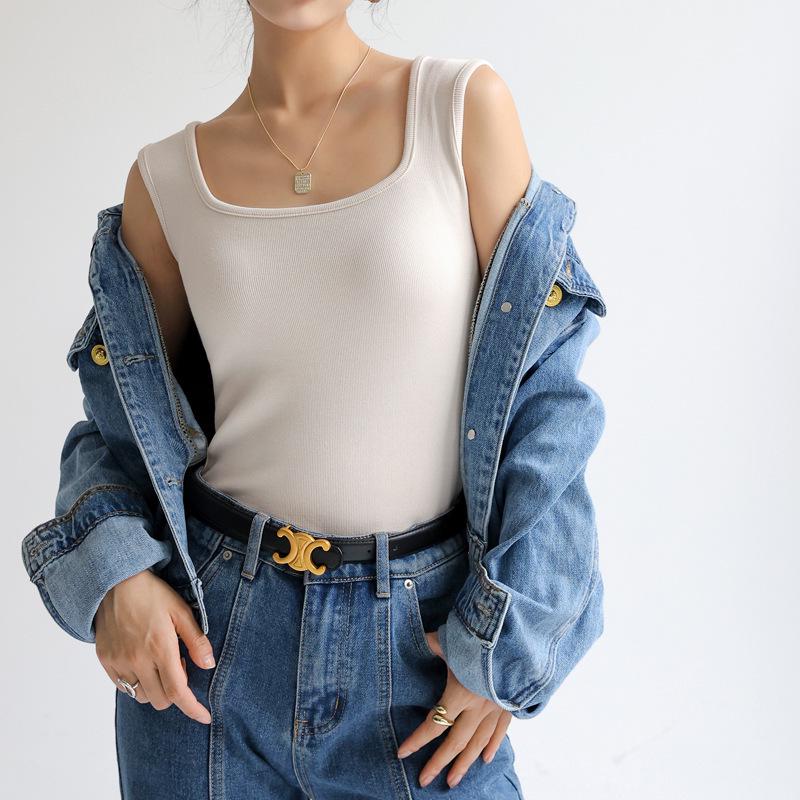 Dámský letní top bez rukávů se čtvercovým výstřihem - Volné, všestranné a lehké tílko