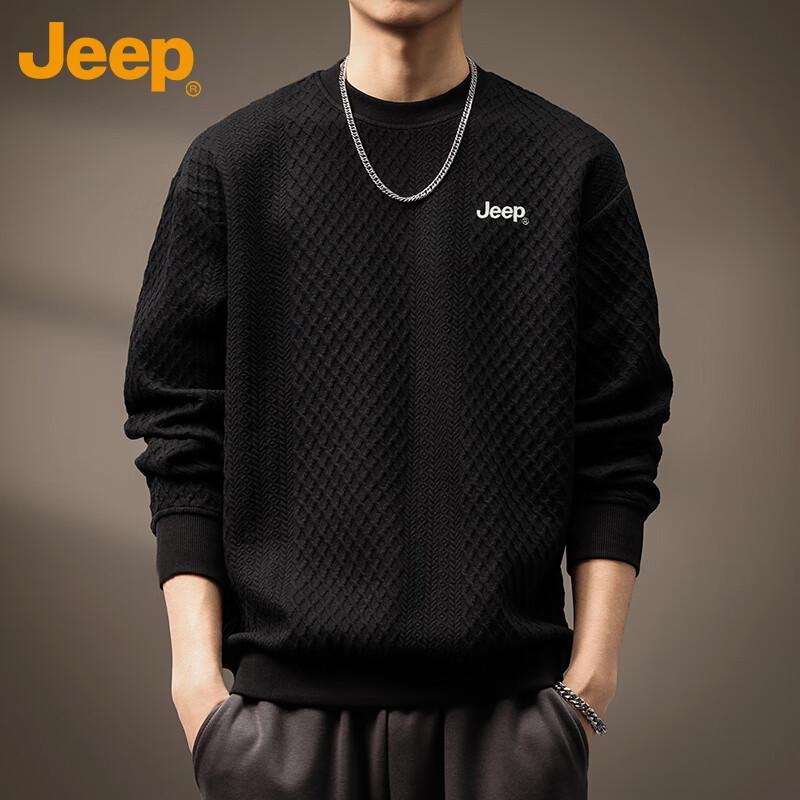 

Jeep Мужской осенне-зимний текстурированный жаккардовый свитшот свободного кроя с длинными рукавами XL