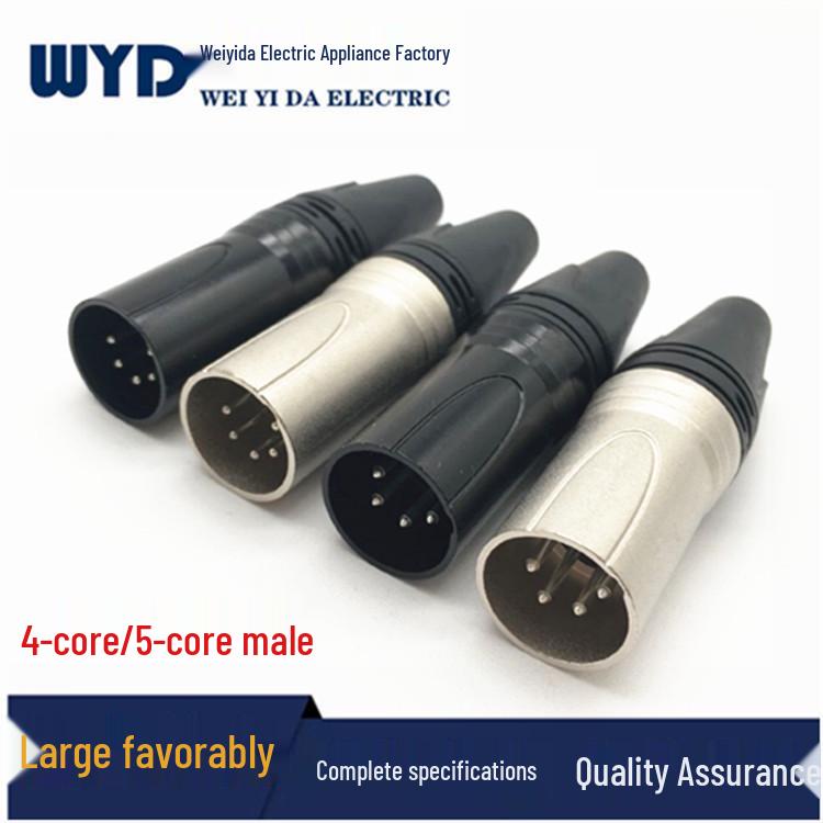 4-core Internal Thread XLR Male Microphone Connector, Copper Pin, Tin-Plated Cannon Audio Head