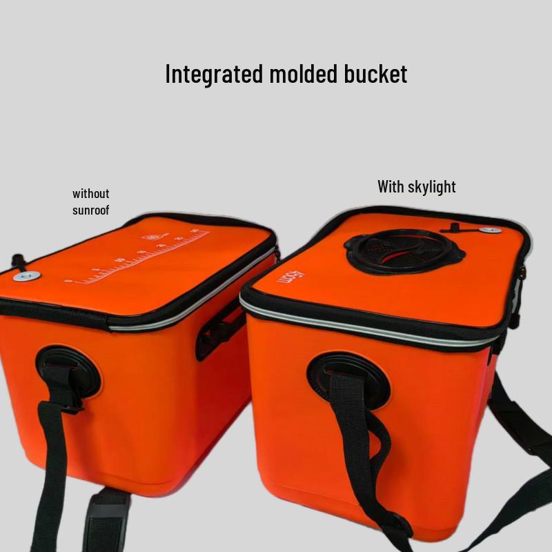 Eva Verdickter Angelkübel: Integrierter geformter Fischhalter, Wasser-/Köderbehälter, Lebendfischbehälter.