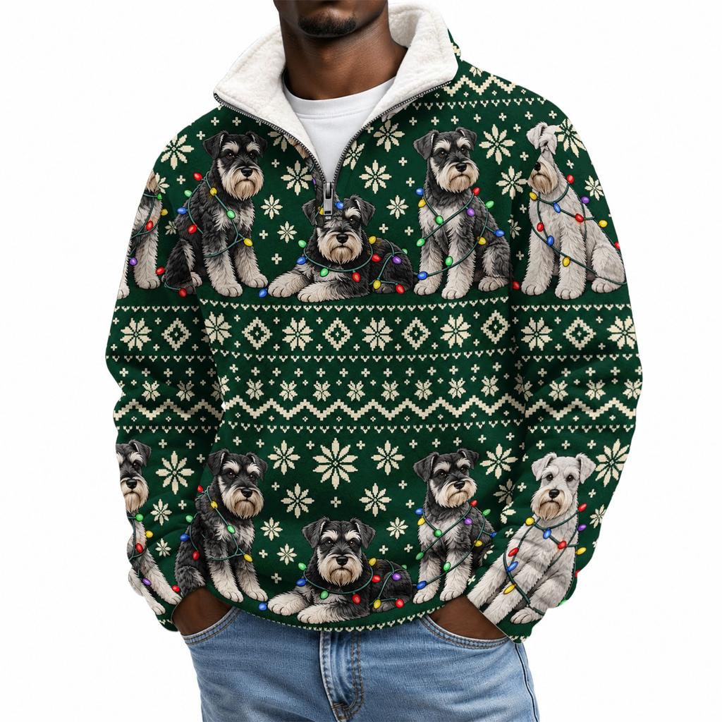 Men's Fall Winter Flannel Christmas Print Sweatshirt Casual Holiday Pullover Top