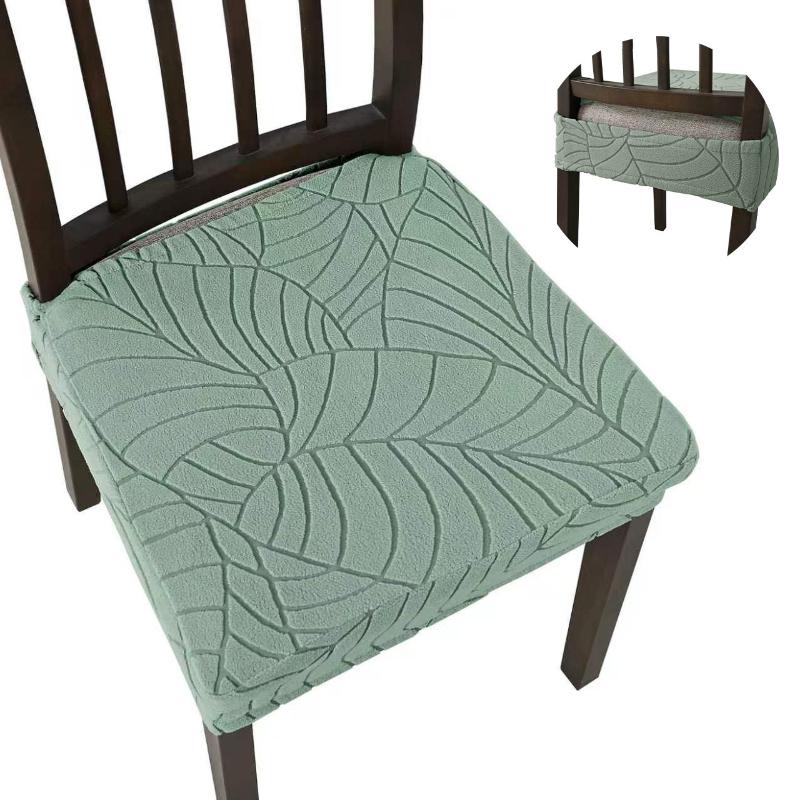 Stretch Dining Chair Cover 1pc Leaf Jacquard Dustproof Slipcover Easy to Install for Home Hotel Wedding Decoration