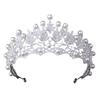 Skinnende kunstperle hulet rhinestone innlagt hår krone tiara brud bryllup dekor