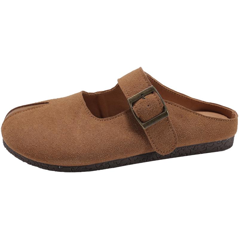 Shoes Woman  Slippers Casual Pantofle Cover Toe Luxury Rubber New Flat Retro Spring Fashion Slides Round Flat Shoes Female