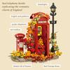 Non-Toxic 1142Pcs Vintage Red Phone Booth Model Kit Building Blocks Set Classic Mailbox Floral Light 3D Desktop Decoration Moc Style Gift