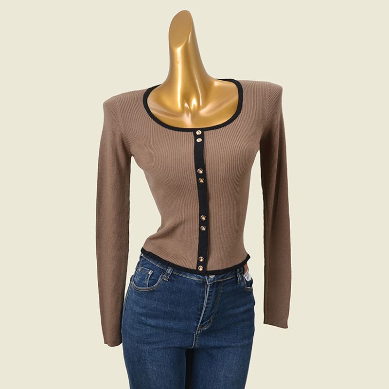 Korean-Style Wool Crew Neck Single-Breasted Base Shirt