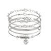 Love Beaded Punk Chain Anklet Set, Hip Hop Personality Snake Bone Chain Foot Jewelry Anklet