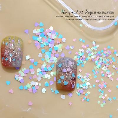 1Jar Mini Mixed Sparkling Love Star Foil Flakes Nail Sequins Nail Art Decoration Manicure Tips Charms For Women Girls Diy